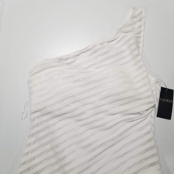 Lauren Ralph Lauren Ottoman Mesh One Shoulder One-Piece Size 14 - Picture 7 of 14